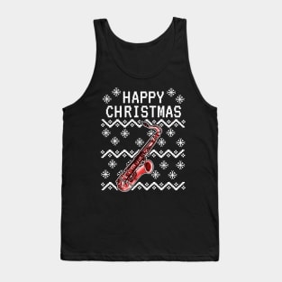 Saxophone Ugly Christmas Saxophonist Musician Tank Top